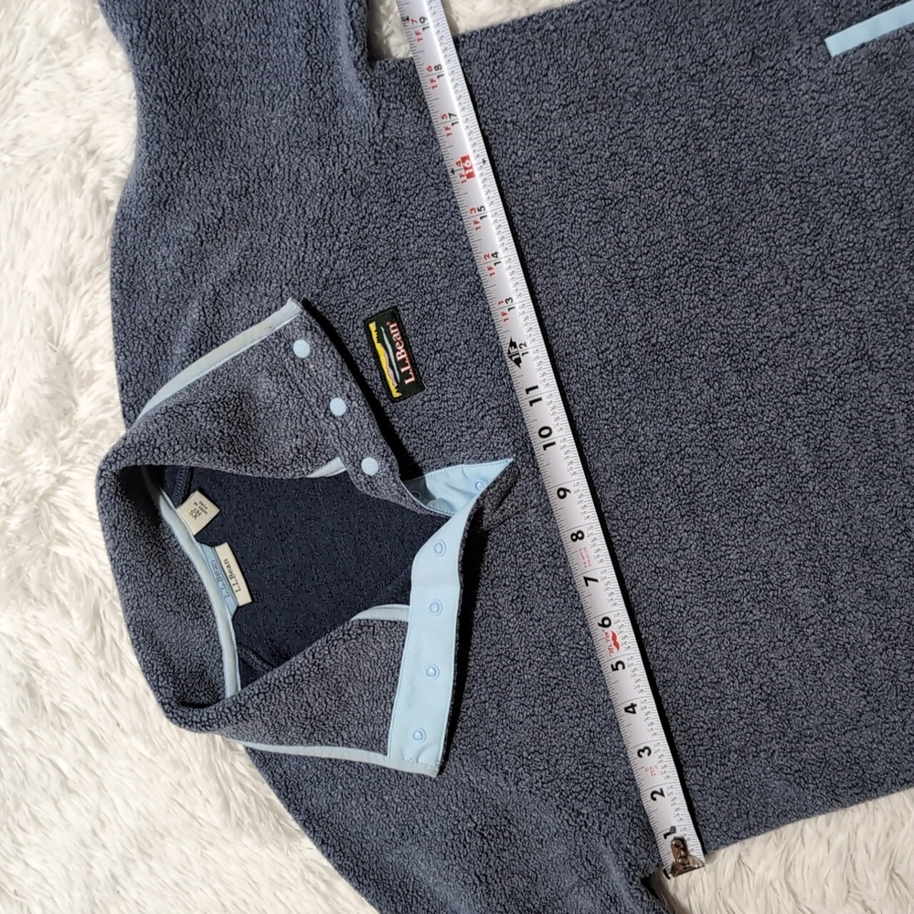 Y2K Vintage L.L. Bean Blue Tumbled Sherpa 1/4 Snap Pullover Sweater - Picture 11 of 12